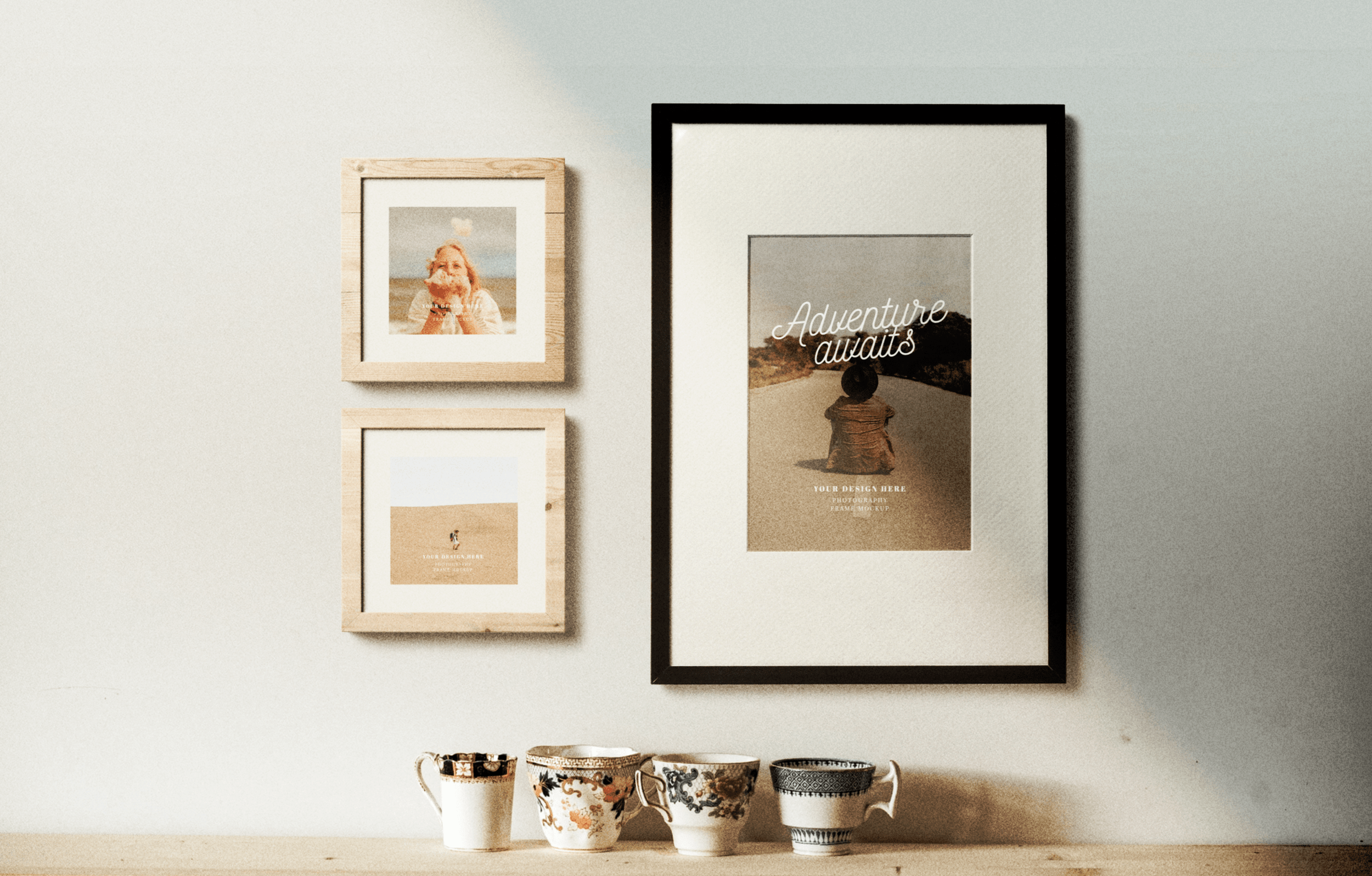 Free frame mockup photos for download. Free Photo Frames On The Wall Mockup Scene