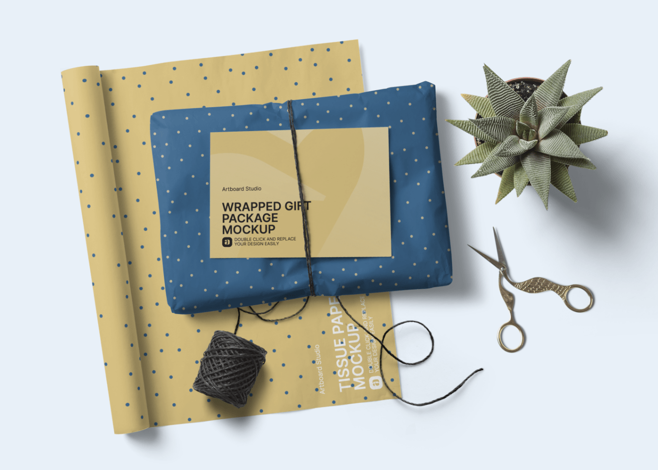 Pixpine is offering another amazing free mockup of gift . Tissue Paper And Wrapped Gift Package Mockup Template