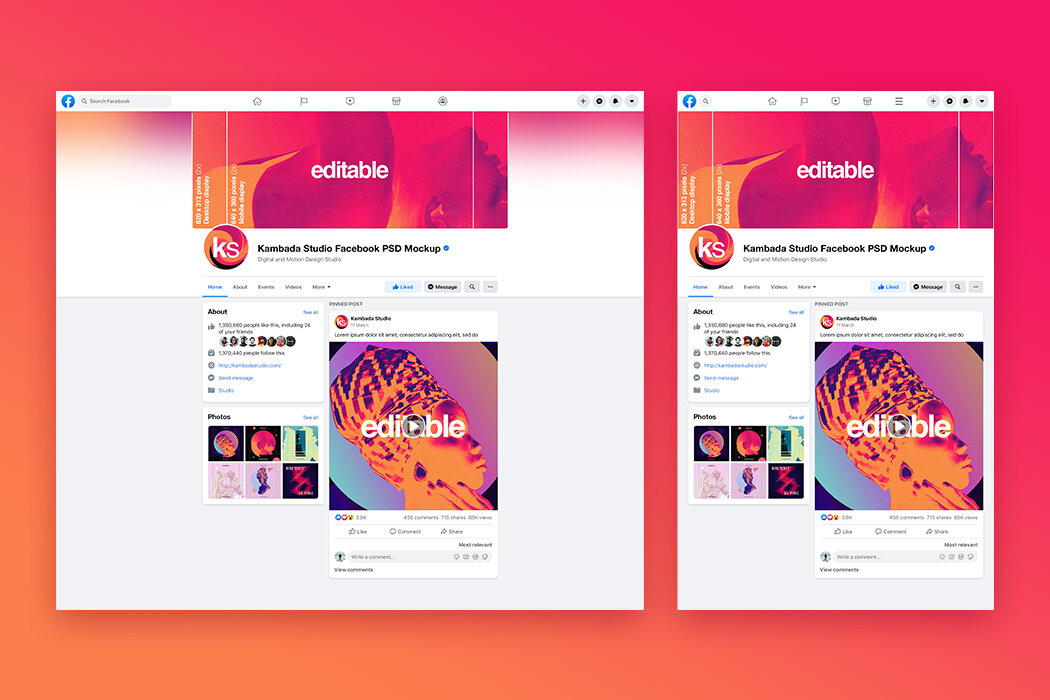 Facebook page mockup updated to the latest design of 2019. Facebook Page Mockup Free Psd File Kambada Studio