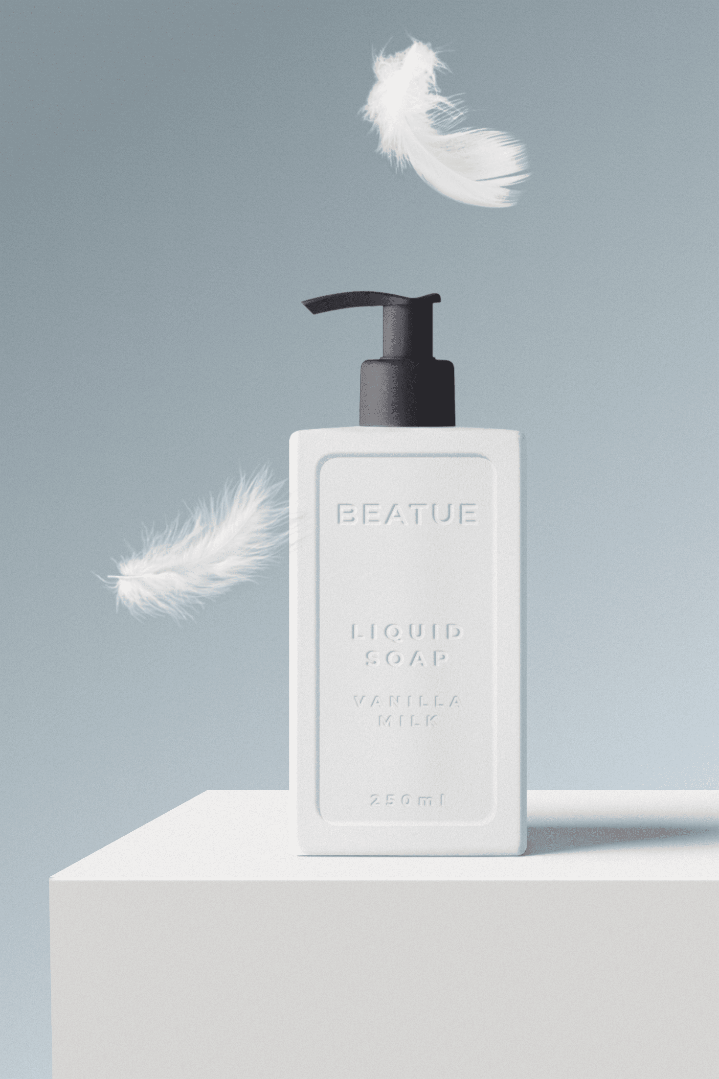 Simply drop your package label design in the smart . Liquid Soap Mockup Scene